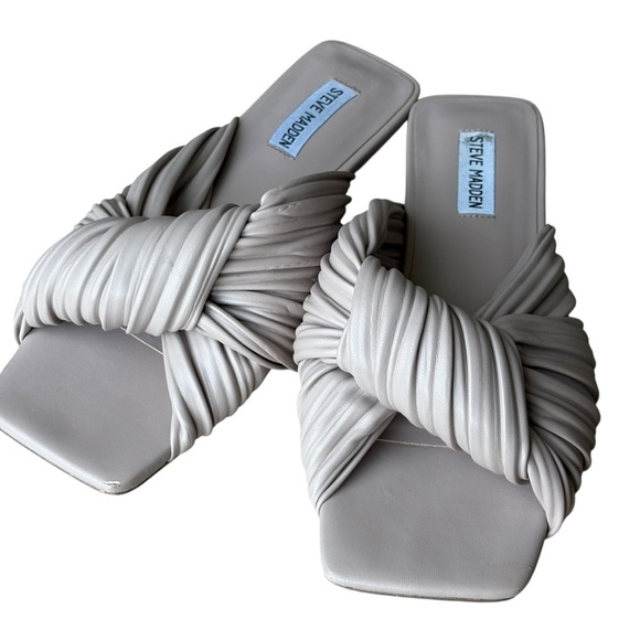 Steve Madden Mentor Tan Slip On Square Toe Flat Slide Sandals Size 10 - Picture 5 of 7